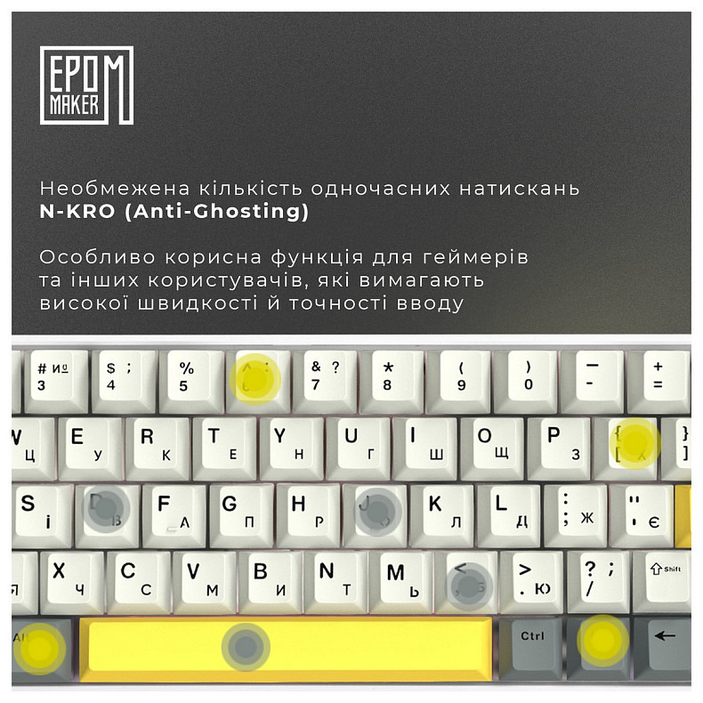 Клавиатура Epomaker EP64 60% Mulan Switch Hot-Swap (2.4G/BT/USB) RGB UA White (EP64-W-M