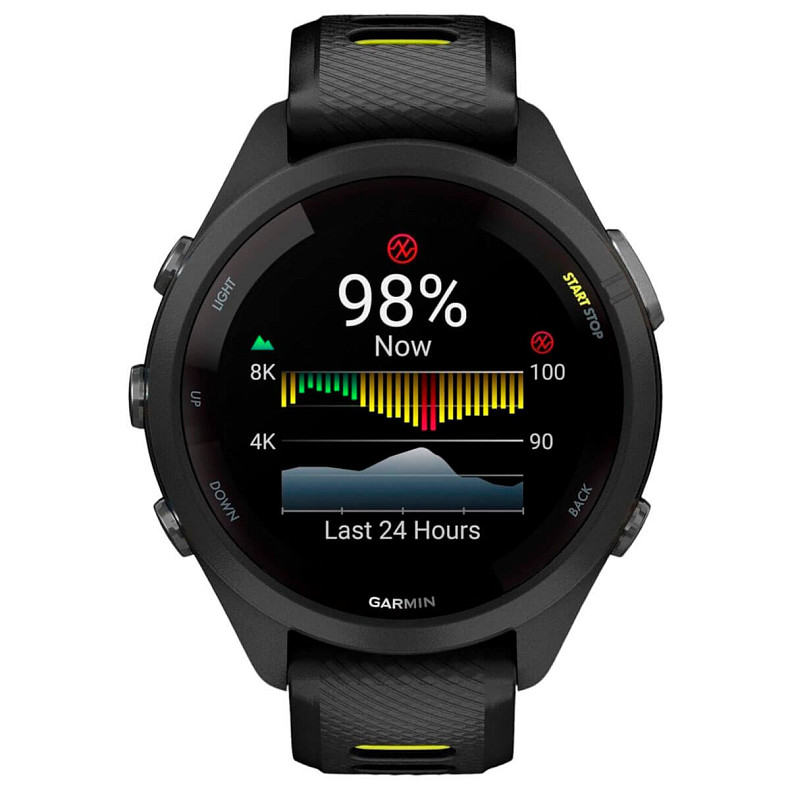 Спортивные часы GARMIN Forerunner 265S Black Bezel and Case with Black/Amp Yellow Silicone Band