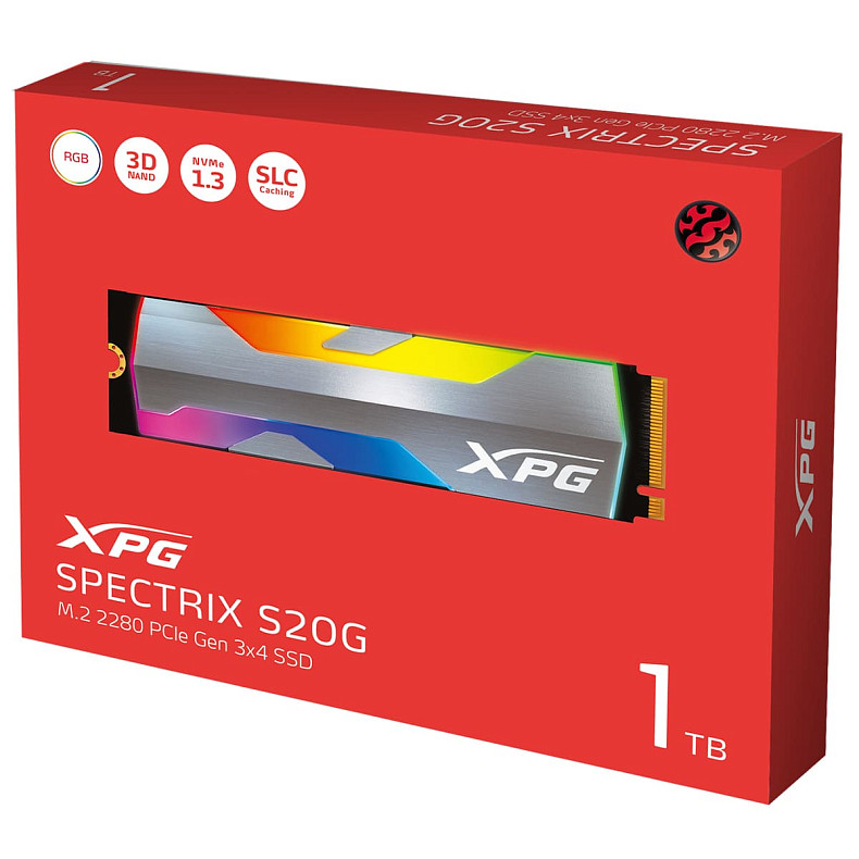 SSD диск ADATA M.2 1TB PCIe 3.0 SPECTRIX RGB (ASPECTRIXS20G-1T-C)