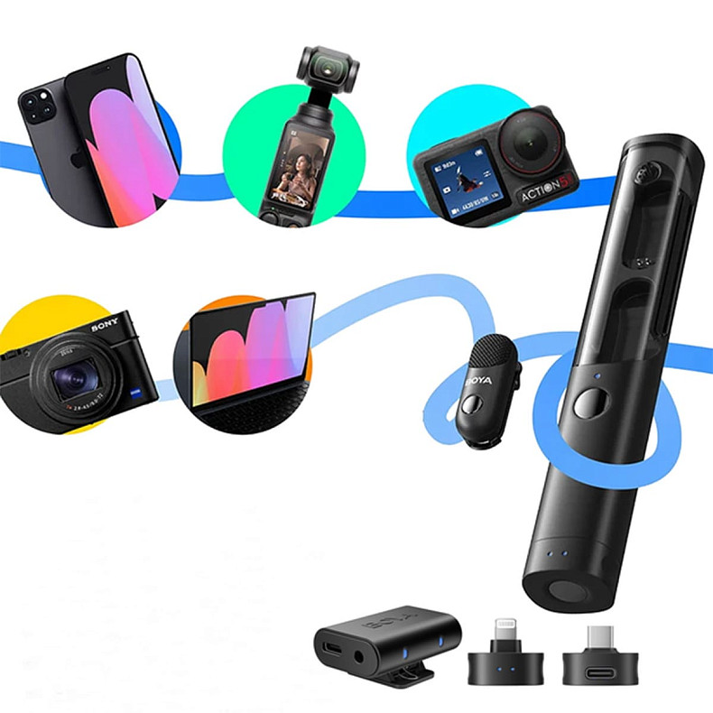 Бездротовий мікрофон BOYA Magic-02 Type-C/Lightning Black