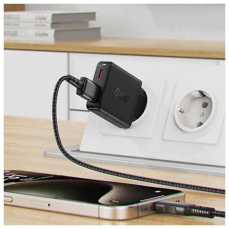 Зарядний пристрій 2xUSB 30W (USB-C+USB-A) Gan A69 ultra-thin Fast Charger Black Acefast