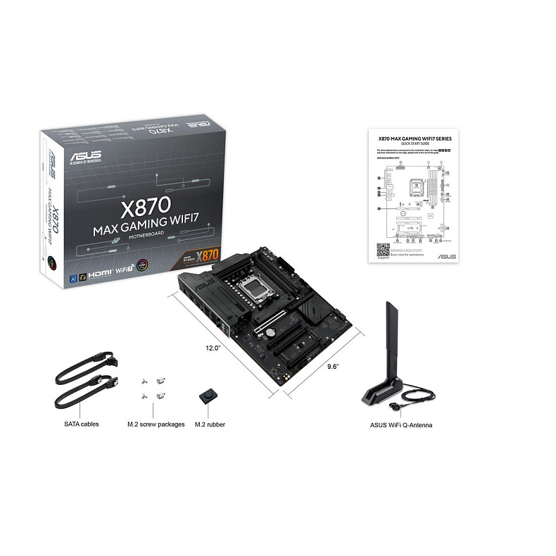 Материнcька плата ASUS X870 MAX GAMING WIFI7 sAM5 X870 4xDDR5 M.2 HDMI USB Type-C WiFi BT ATX