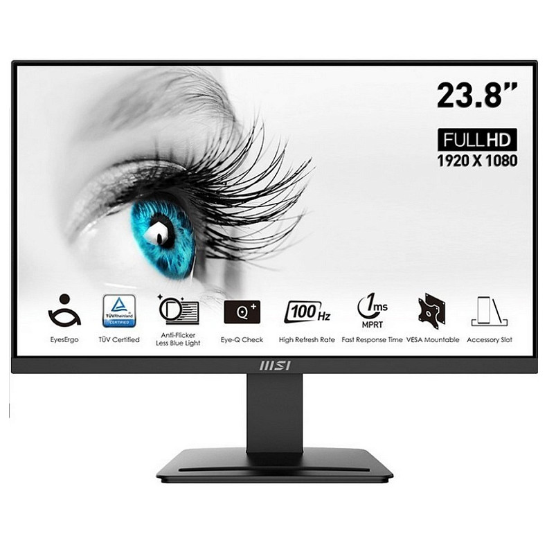 Монітор MSI 23.8" PRO MP2412 HDMI, DP, MM, VA, 100Hz, 4ms, sRGB 113%