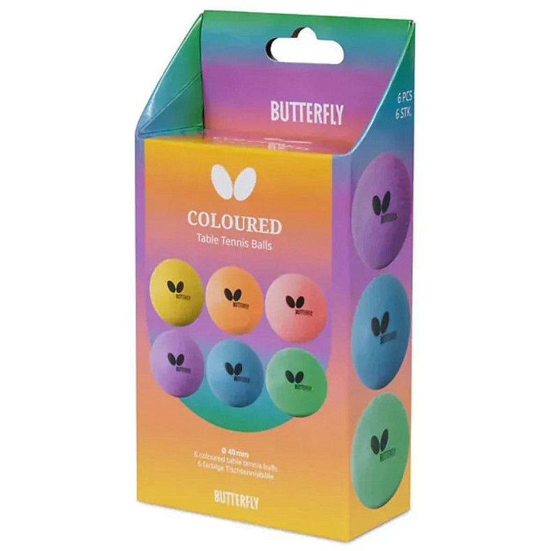 М'ячі для настільного тенісу Butterfly Coloured Balls 6 шт (7011630440)