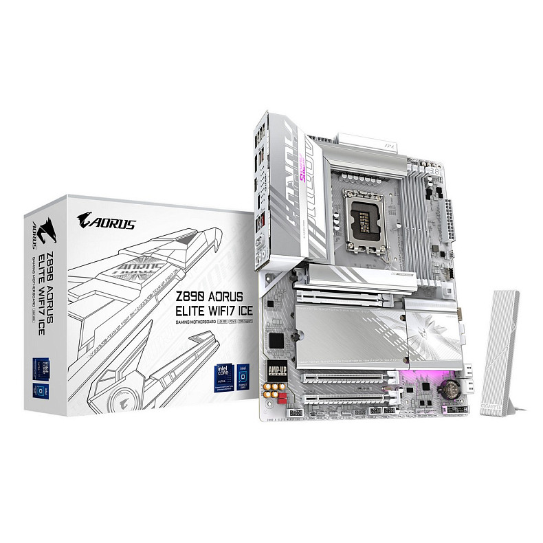 Материнська плата GIGABYTE Z89 AORUS ELITE WF7 ICE s1851 Z890 4xDDR5 M.2 HDMI DP Wi-Fi BT ATX білий