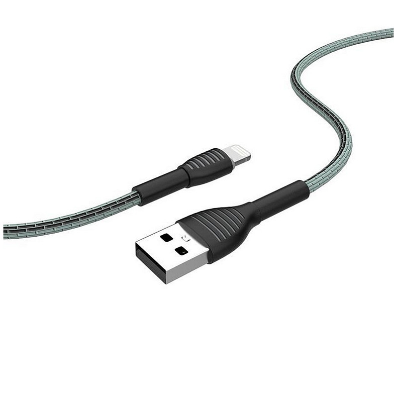 Кабель ColorWay USB-Lightning, braided cloth, 3А, 1м, Gray (CW-CBUL041-GR)