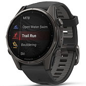 Спортивний годинник Garmin Fenix 8 43mm AMOLED Sapphire Carbon Gray DLC Titanium with Black Silicone Band Спортивний годинник Garmin Fenix 8 43mm AMOLED Sapphire Carbon Gray DLC Titanium with Black Silicone Band