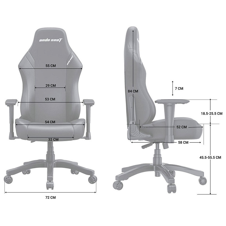 Крісло ігрове Anda Seat Luna L Grey Fabric Size L