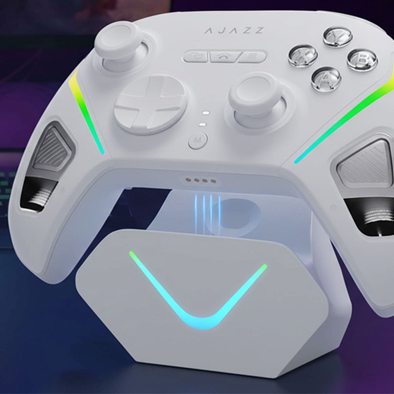 Бездротовий геймпад з док-станцією Ajazz GP100 Set White (GP100S-W)