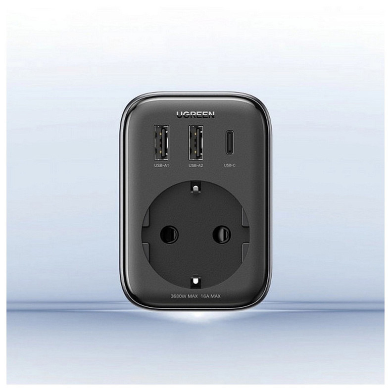 Зарядное устройство Ugreen CD314 30W Outlet Extender (2хUSB-A+USB-C) Black (90613)