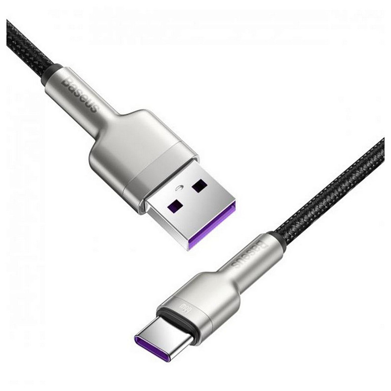 Кабель Baseus Cafule Metal 66W USB-USB-C, 1м, Black (CAKF000101)