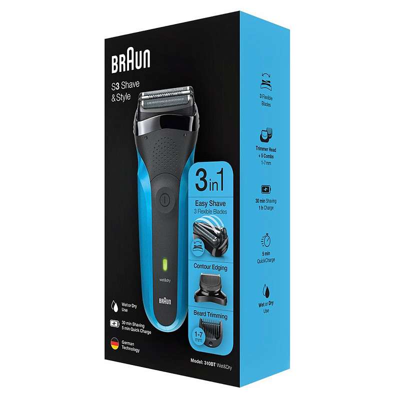 Електробритва Braun Series 3 310BT типу 5409 Wet&Dry black/blue