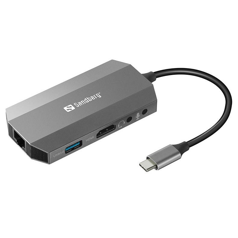 Док-станція USB3.1 Type-C --> HDMI/USB 3.0x2/RJ45/SD/TF/PD 100W 6in1 Sandberg