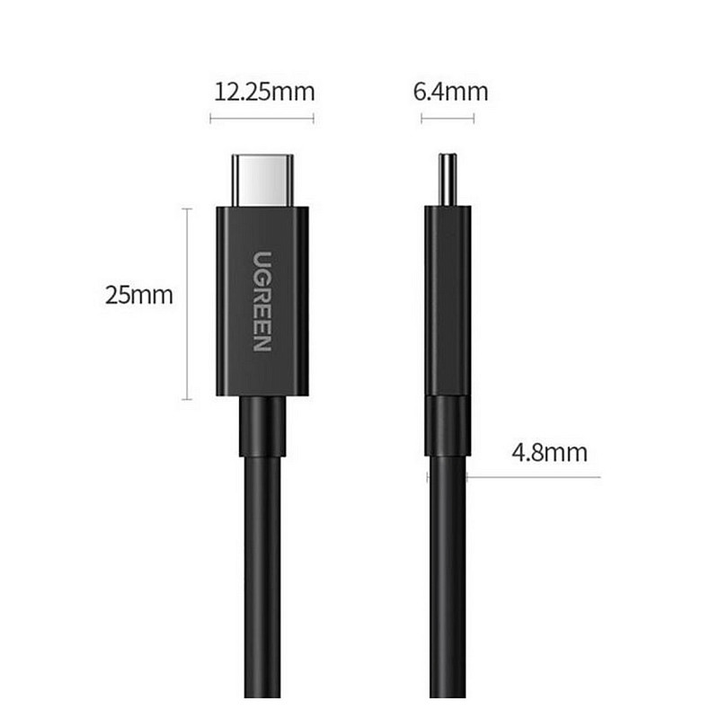 Кабель Ugreen US501 USB - USB-C, 0.8м, Black (30389)