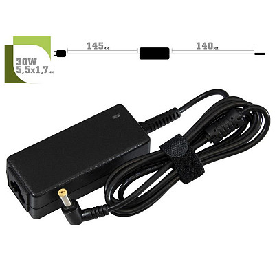 Блок питания 1StCharger для ноутбука Dell 19V 30W 1.58A 5.5х1.7мм + каб.пит. (AC1STDE30WC)