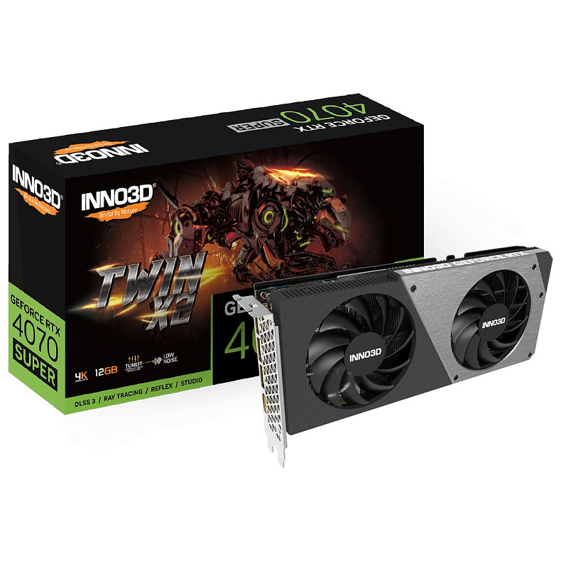 Відеокарта Inno3D GeForce RTX4070 Super TWIN X2, 12GB GDDR6X, 192bit, PCI Express