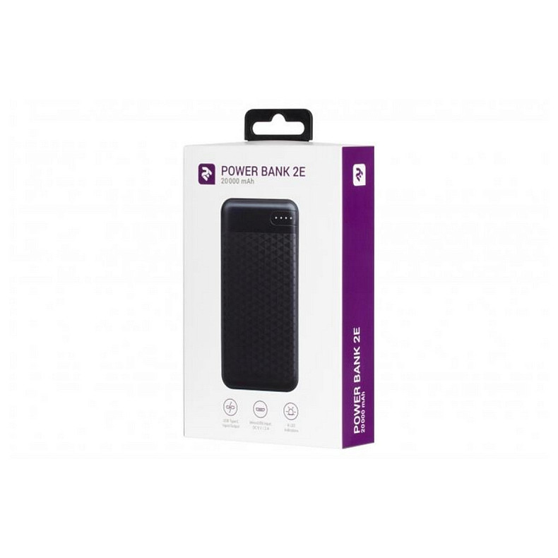 Універсальна мобільна батарея 2E PD+QC 3.0 20000mAh Black (2E-PB2004PD-BLACK)