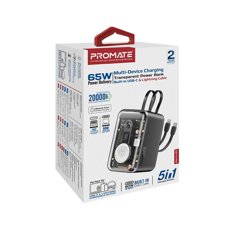 Универсальная мобильная батарея Promate Mavrix-20 20000mAh 65W Black (mavrix-20.black)