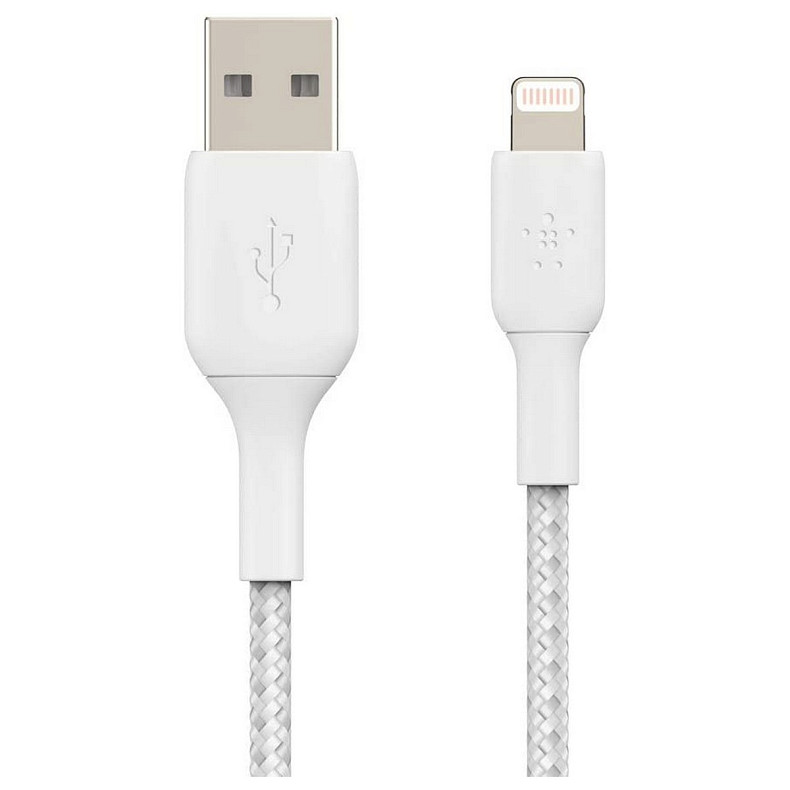 Кабель USB-A > Lightning зарядка/синхронизация Belkin, 1м, плетеный, белый