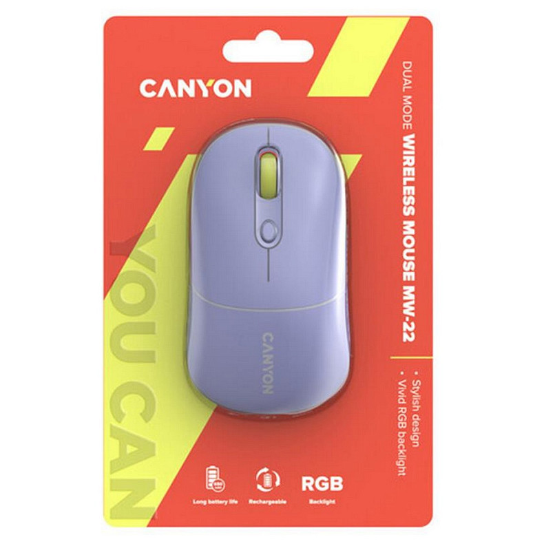 Мышка Canyon MW-22 Dual Band RGB Wireless Mountain Lavender (CNS-CMSW22ML)