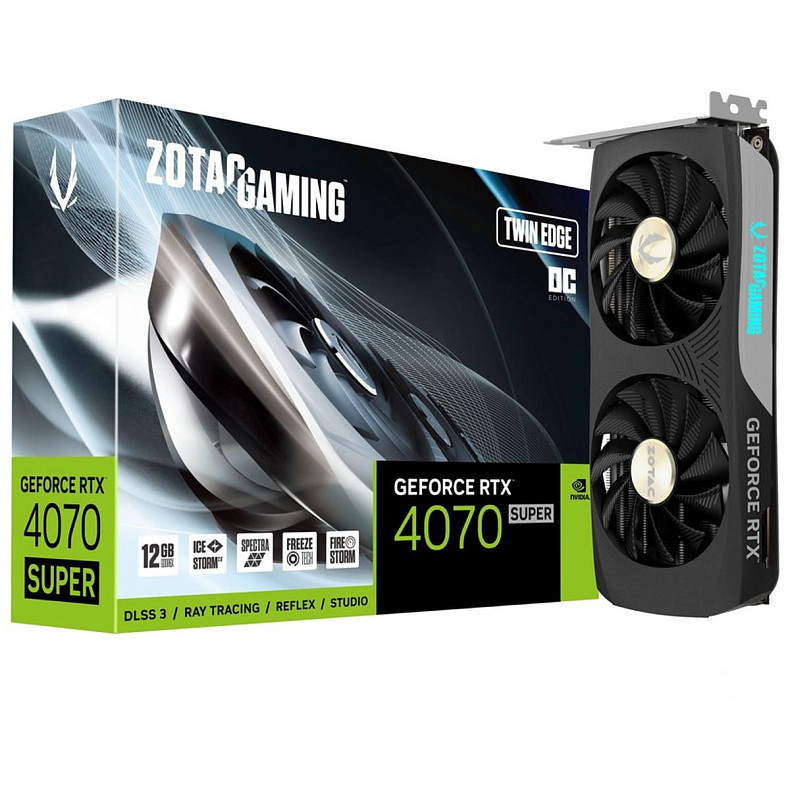 Відеокарта ZOTAC GeForce RTX 4070 SUPER 12GB GDDR6X Twin Edge OC