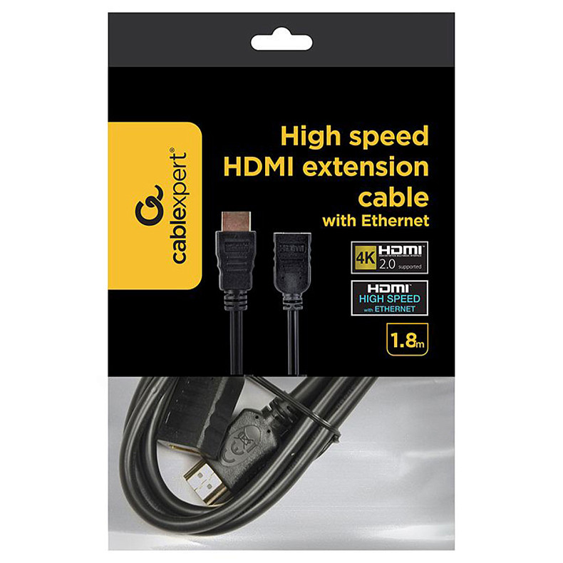 Подовжувач HDMI V.2.0, 4К 60 Гц, позолочені конектори, 1.8 м