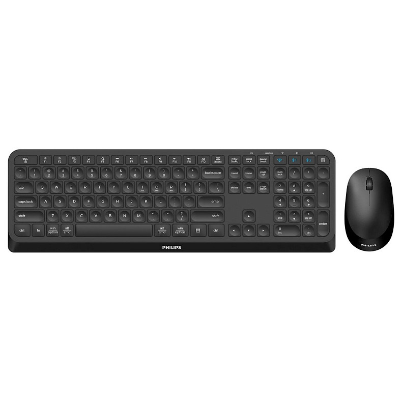 Комплект бездротовий Philips 6407 (клавіатура + мишка) UA, 2,4 ГГц/Bluetooth чорний