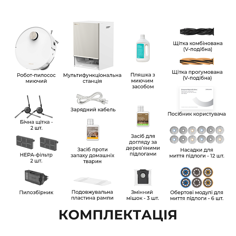 Робот-пылесос моющий Dreame Bot Matrix10 Ultra White