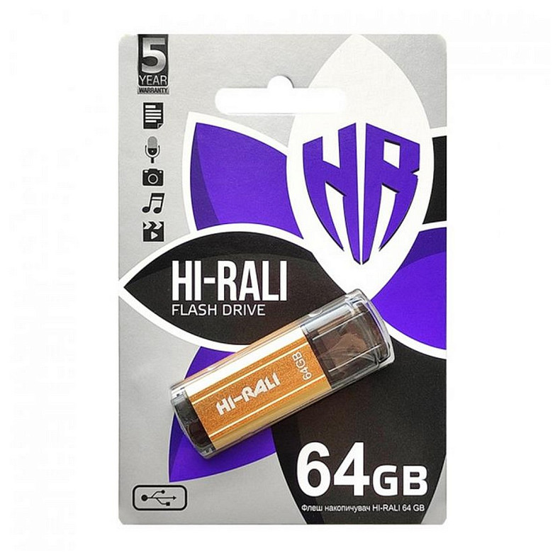 Флеш-накопичувач USB 64GB Hi-Rali Stark Series Gold (HI-64GBSTGD)