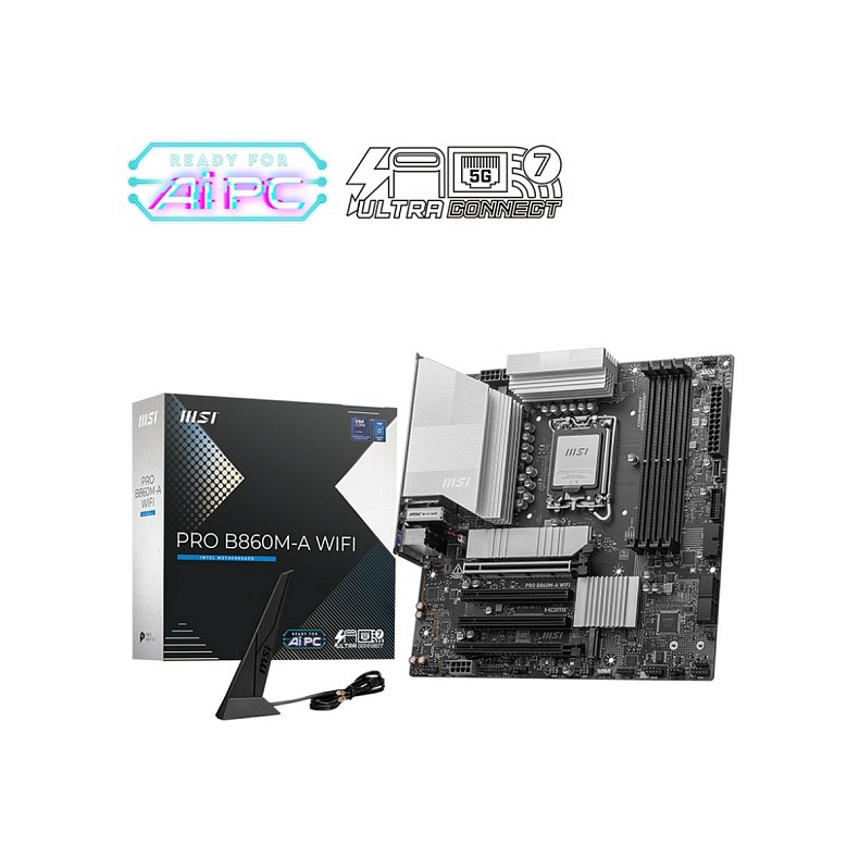 Материнская плата MSI PRO B860M-A WIFI s1851 B860 4xDDR5 M.2 HDMI DP WiFi BT mATX