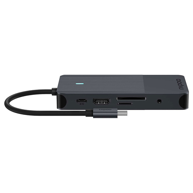 USB-C хаб RAPOO UCM-2004, 8 в 1, черный