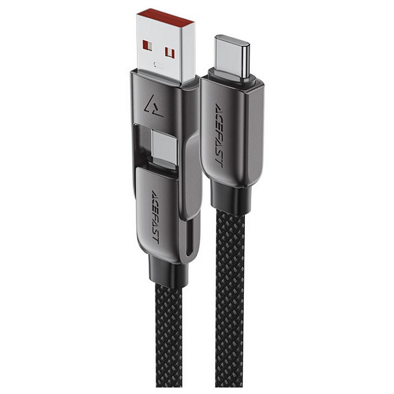 Кабель USB 2.0 USB-A/USB-C to USB-C, 1.2 м, 20V, 3.0A, zink alloy Black, C13-04 Acefast