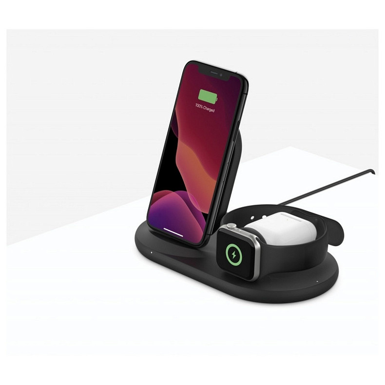 Беспроводное зарядное устройство для Belkin Boost Up 3-in-1 Wireless Charger Black (WIZ001VFBK)
