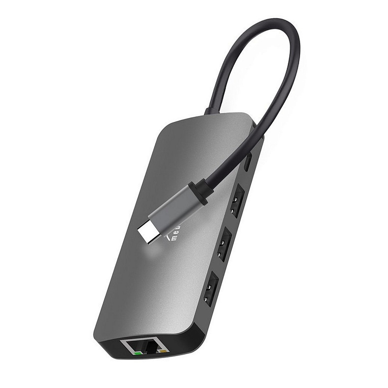 Док-станция USB3.1 Type-C --> HDMI/USB 3.0x3/RJ45/SD/MicroSD/PD 100W Hub Pro 8-in-1 Media-Tech