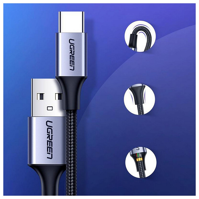 Кабель Ugreen US288 USB - USB-C, 1м, Black (60126)