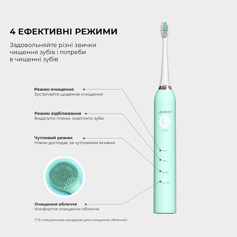Электрическая зубная щетка Jimmy T6 Electric Toothbrush with Face Clean Blue