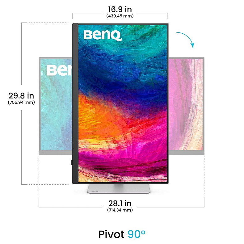 Монітор 32" BenQ PD3226G, IPS, 4K, 144Hz, HDMI, DP, USB-C, HAS, Pivot, кол., біло-сріблястий