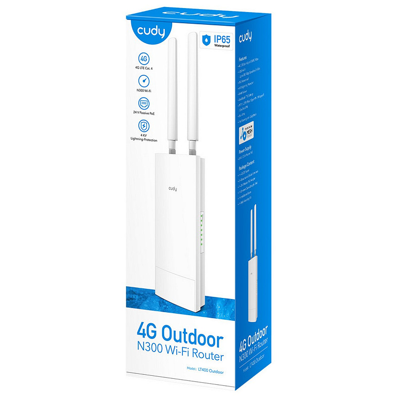Wi-Fi Роутер Cudy LT400 Outdoor, 4G LTE Cat 4 N300 Wi-Fi Router