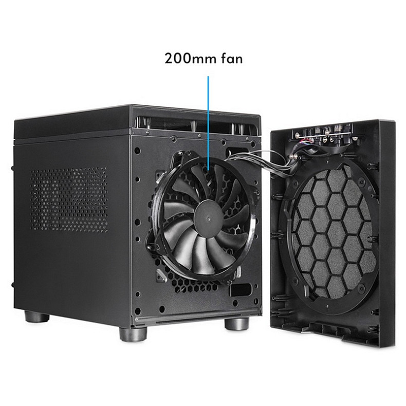 Корпус Chieftec THE CUBE CI-03B-OP, без БЖ, fan 20cm, mATX, Black