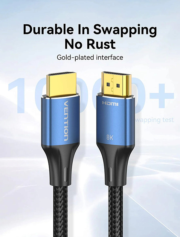 Кабель Vention HDMI M - M, 1.5 м, V2.1, 8K 60Гц обплетення, Blue Aluminum Alloy Type