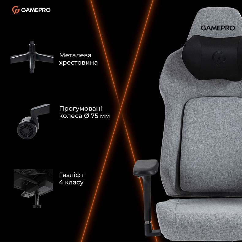 Кресло игровое GamePro GC925G Gray Black