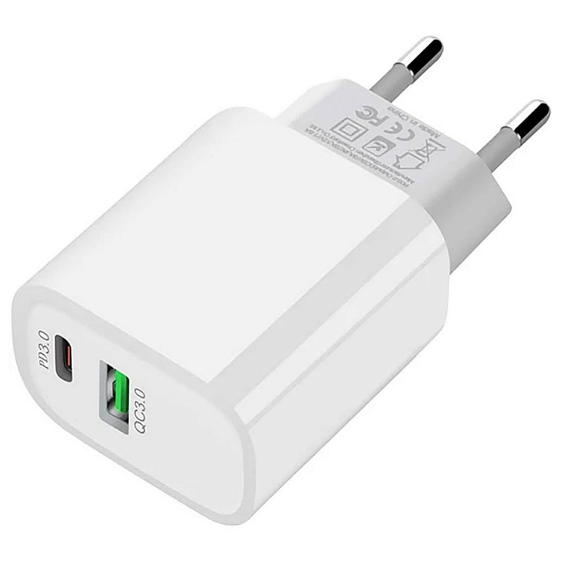 Сетевое зарядное устройство XO L64 (1USB-С, 1USB, 3А) PD, QC 3.0 White (L64.white)