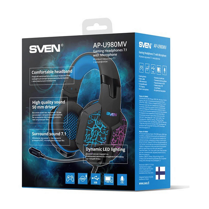 Наушники Sven AP-U980MV Black/Blue UAH (850210)