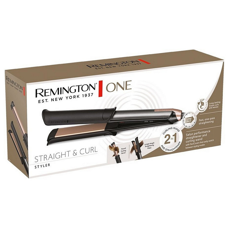 Выпрямитель 2в1 Remington ONE STRAIGHT & CURL, 2в1 выпрямитель и плойка, темп.режимов-5, 150-230С, кейс