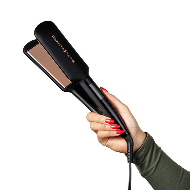 Выпрямитель Remington PROluxe Midnight Wide Plate Straightener, темп. режимов-9, 150-230С, чехол, дисплей