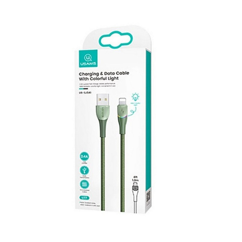 Кабель Usams US-SJ541 USB - Lightning, 1.2 м, Green (SJ541USB03)