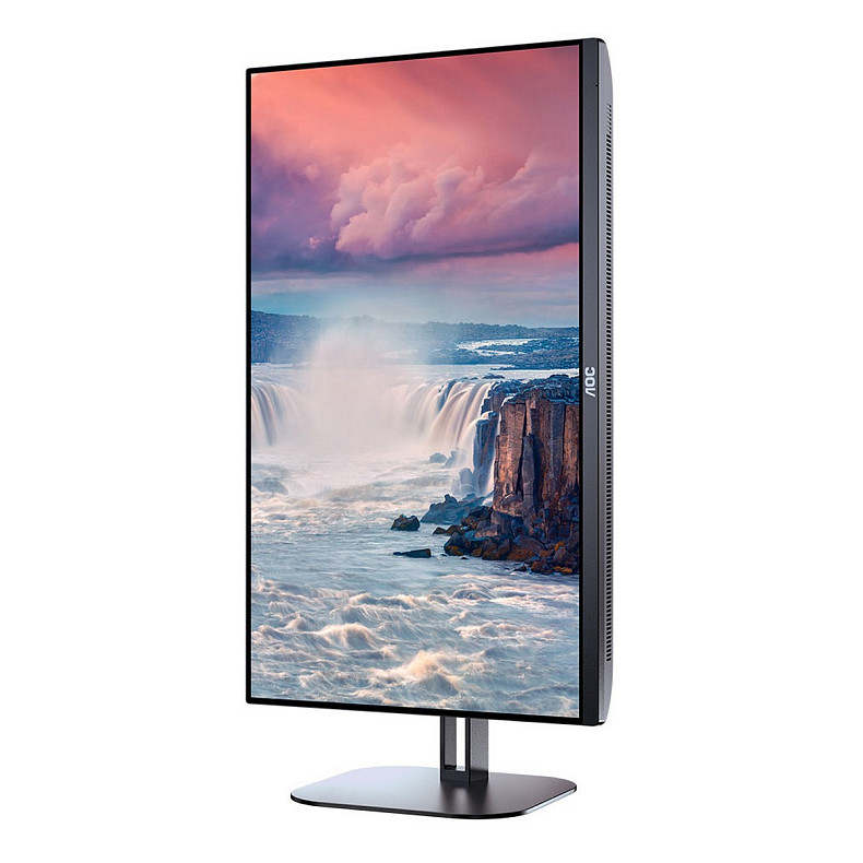 TFT 27" AOC Q27V5C/BK, QHD, IPS, 75Гц, 1 мс, HDMI, DP, USB-C, USB-hub, HAS, Pivot, колонки, чорний