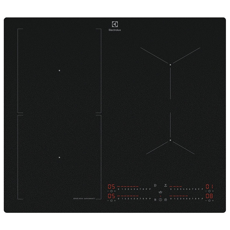 Варильна поверхня Electrolux індукційна, 60см, розширена зона, датчик кипіння, Hob2Hood, чорний мато