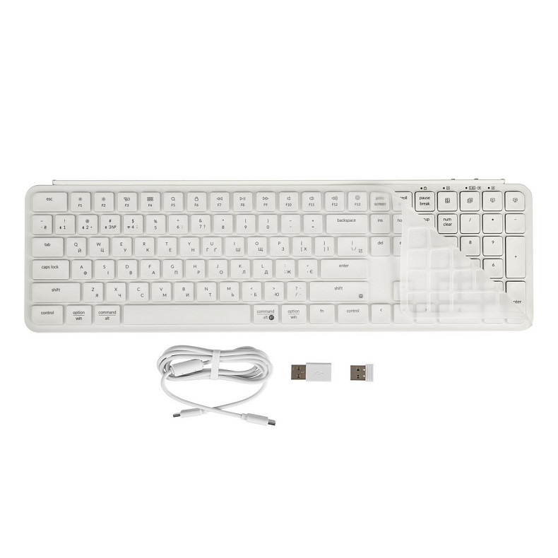 Клавиатура мембрана Keychron B6 Pro, USB/WL/BT, ivory white