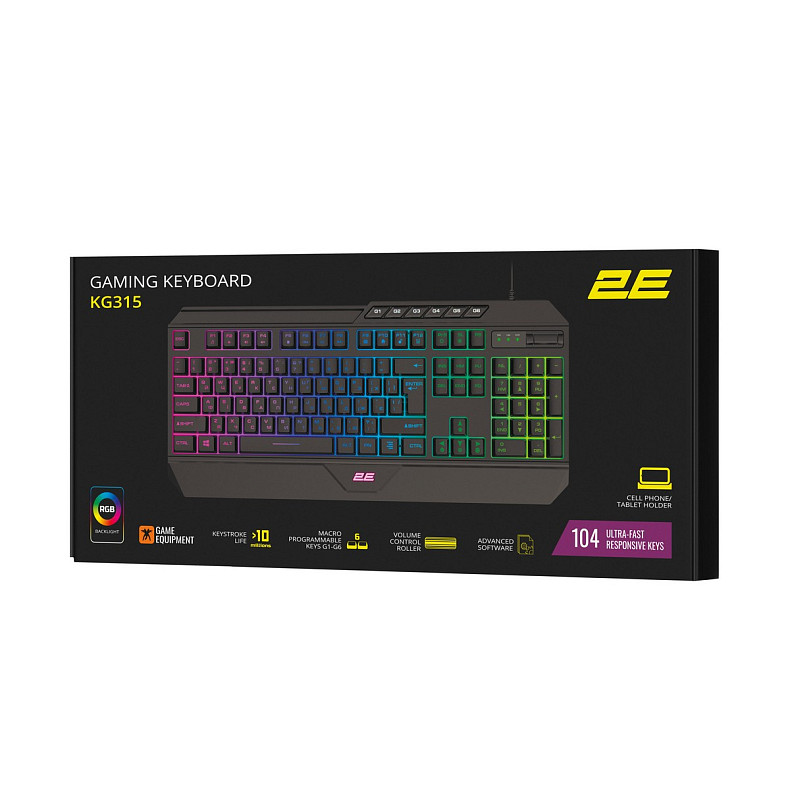 Клавіатура 2E GAMING KG315 RGB USB Black Ukr